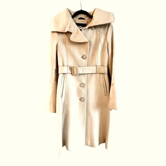 BNWOT MACKAGE WOOL CREAM COAT WITH LEATHER DETAILING - Picture 1 of 16